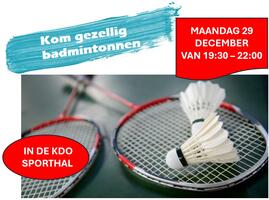 Kom 29 december badmintonnen!