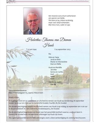 In Memoriam Huub van Diemen